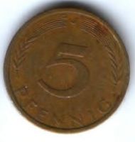 5 пфеннигов 1972 г. Германия ФРГ