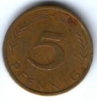 5 пфеннигов 1972 г. Германия ФРГ