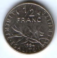1/2 франка 1994 г. Франция