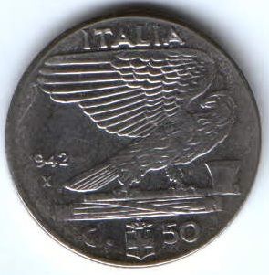 50 чентезимо 1942 г. Италия