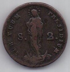 2 сольди 1814 г. Генуя. Италия.
