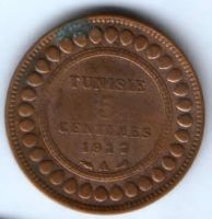 5 сантимов 1917 г. Тунис