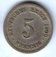 5 пфеннигов 1900 г. F Германия