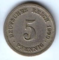 5 пфеннигов 1900 г. F Германия