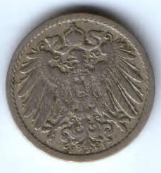 5 пфеннигов 1900 г. F Германия