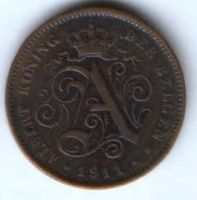 2 сантима 1911 г. Бельгия