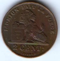 2 сантима 1909 г. Бельгия DES BELGES
