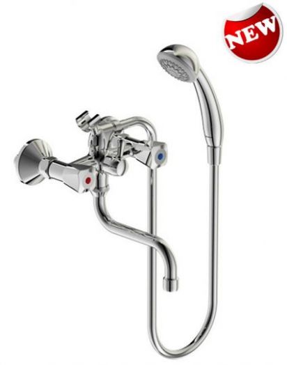 Смеситель VIDIMA BA228AA Практик ванны двуручковый, излив 150мм, без донного клапана, хром