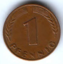 1 пфенниг 1950 г. Германия ФРГ