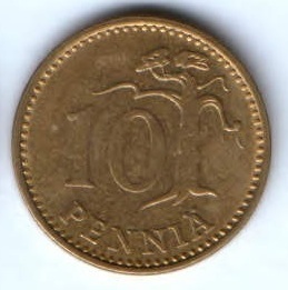 10 пенни 1972 г. Финландия