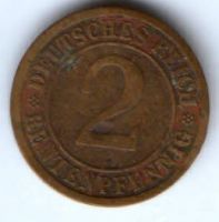 2 пфеннига 1923 г. Германия