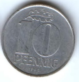 10 пфеннигов 1965 г. Германия ГДР