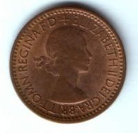 1 фартинг 1953 г. XF, коронационный редкий год Великобритания