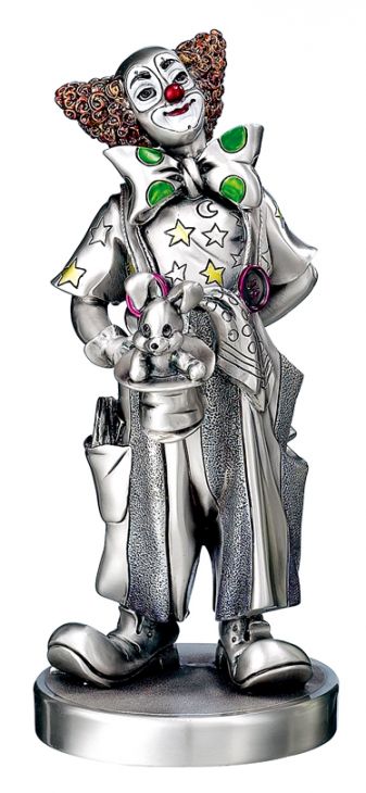 Серебряная коллекционная фигурка клоуна-фокусника (Италия)