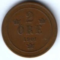 2 эре 1901 г. Швеция