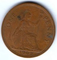 1 пенни 1962 г. Великобритания
