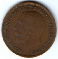 1 пенни 1916 г. Великобритания