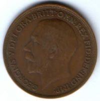 1 пенни 1916 г. Великобритания