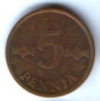 5 пенни 1967 г. Финляндия