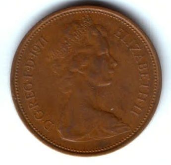 2 пенса 1971 г. Великобритания