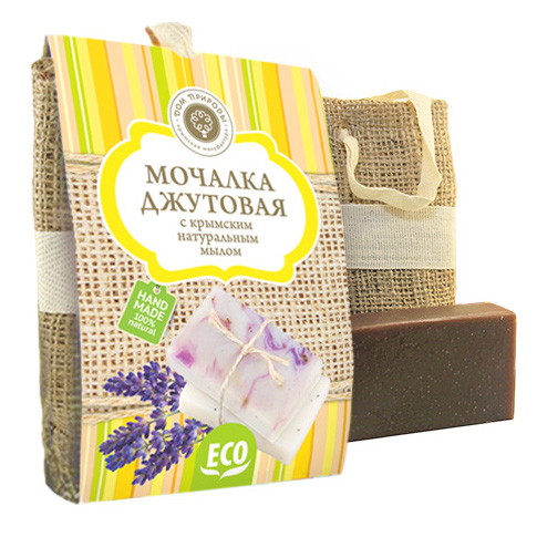 Мочалка джутовая с натуральным мылом Винное