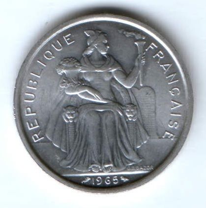 5 франков 1965 г. Французская Полинезия