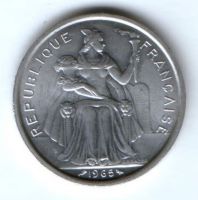 5 франков 1965 г. Французская Полинезия