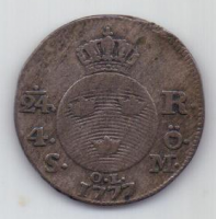 1/24 талера 1777 г. редкий год. Швеция