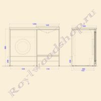Схема тумбы под компактную стиральную машину (глубина 600 мм)