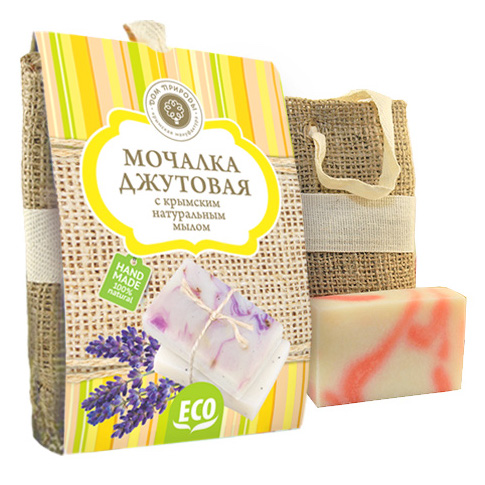 Мочалка джутовая с натуральным мылом  Роза