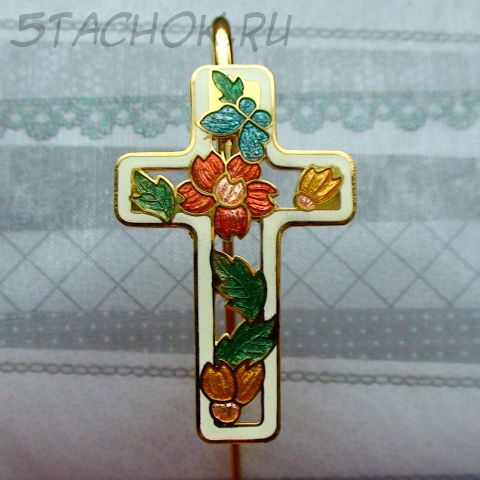 Закладка для Библии под золото/клуазоне/белая