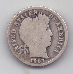 1 дайм 1907 г. США