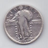 1/4 доллара 1927 г. S.редкий тип. США
