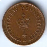 1/2 пенни 1973 г. Великобритания