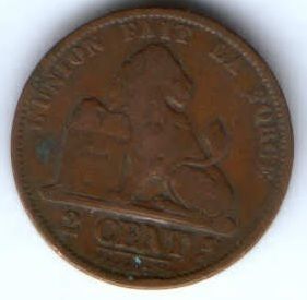 2 сантима 1873 г. Бельгия