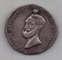 4 соль 1850 г. Боливия (медаль)
