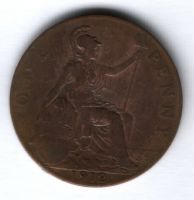 1 пенни 1912 г. Великобритания