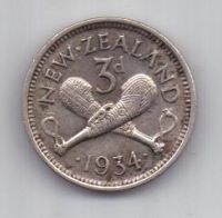 3 пенса 1934 г. Новая зеландия