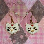 Серьги "Кошачьи мордочки" под золото/эмаль