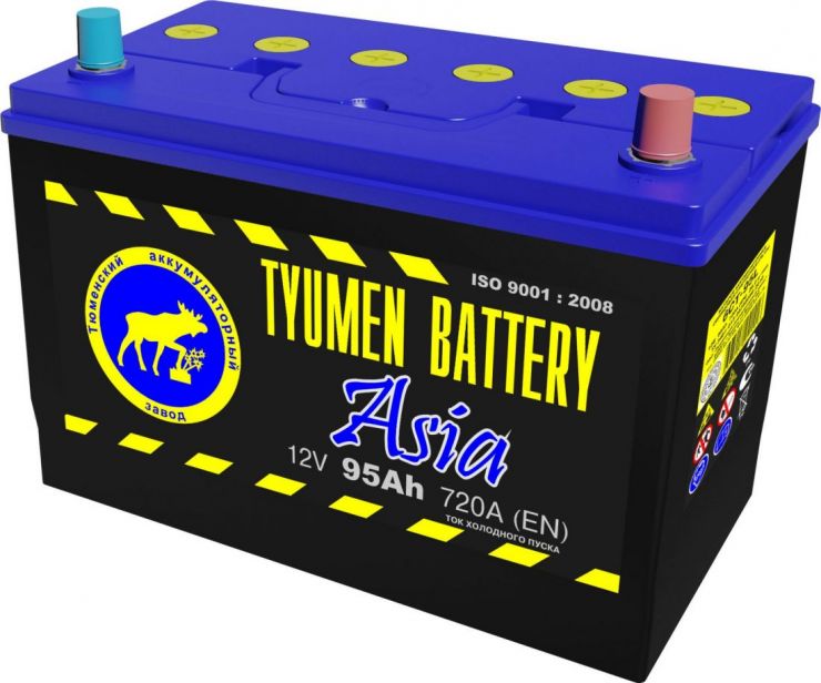 Автомобильный аккумулятор АКБ Тюмень (TYUMEN BATTERY) ASIA 6CT-95L 95Aч П.П. нижнее крепление