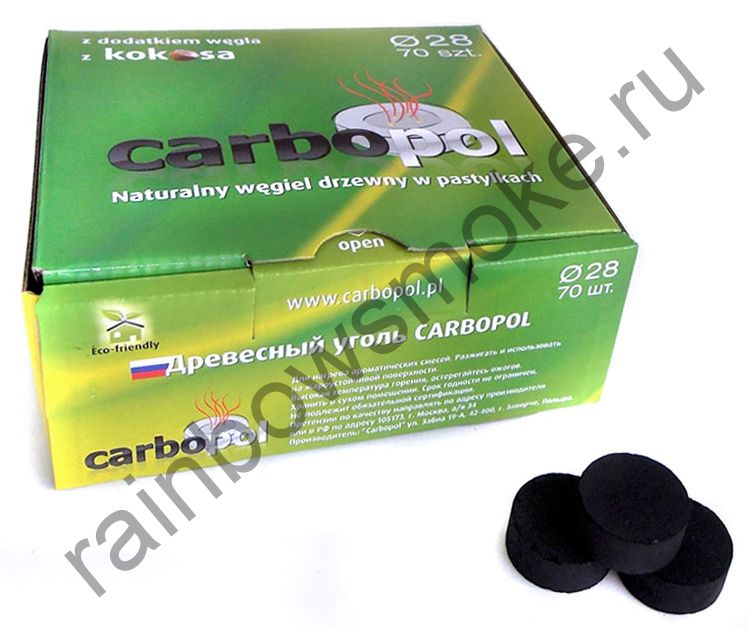 Уголь для кальяна Carbopol Kokosa 28 мм (70 шт)