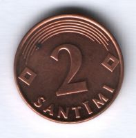 2 сантима 2000 г. Латвия