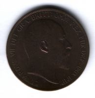 1 пенни 1902 г. XF Великобритания