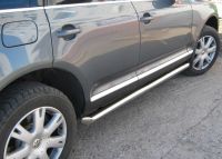 Пороги труба  d42 с нержавеющим листом VOLKSWAGEN  Touareg 2010-2013