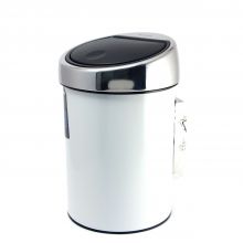 Ведро для мусора Brabantia с крышкой Touch Bin и креплением к стене - 3 л белый (Нидерланды)