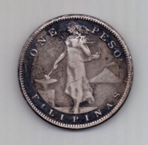 1 песо 1908 г. CША. (Филиппины)