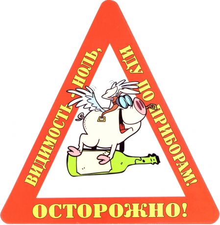 Наклейка на авто "Осторожно! Видимость - ноль, иду по приборам!".