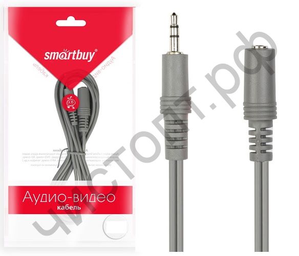 Кабель(3.5) папа-мама 3.5 stereo plug на 3.5 stereo jack Smartbuy 1,8 м, в пакете (KA321)