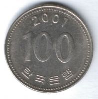 100 вон 2001 г. Южная Корея