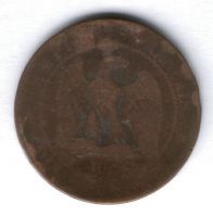 10 сантимов 1855 г. D  Франция